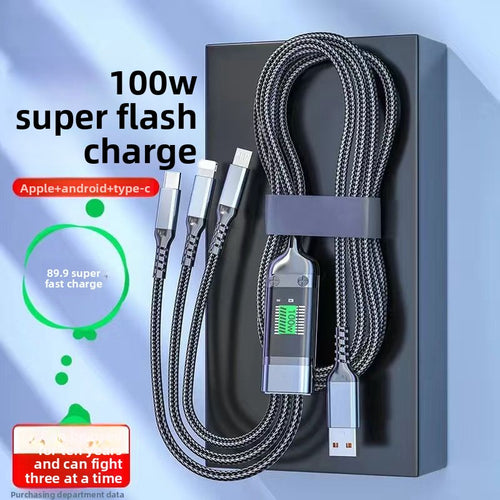 100W Three-in-One Fast Charging Data Cable