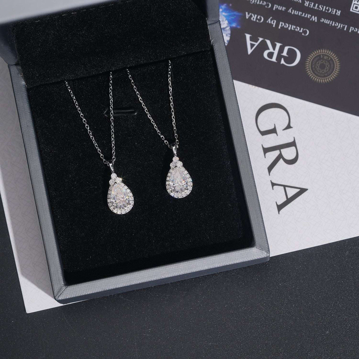 Minimalist Water Drop Moissanite Silver Necklace