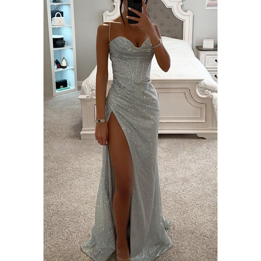 Sling Neck A-Line Long Dress