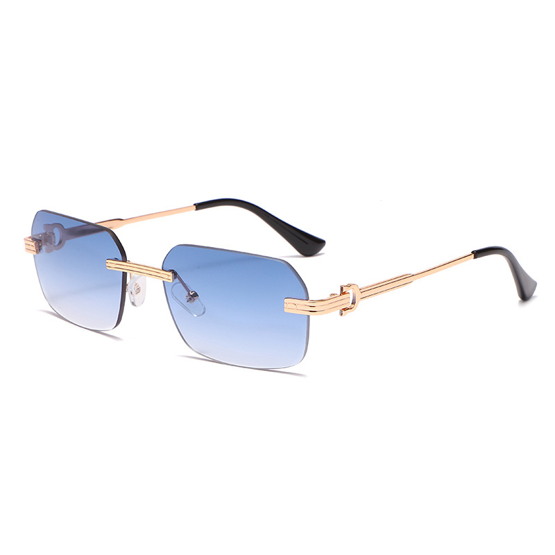Irregular crystal cut square sunglasses