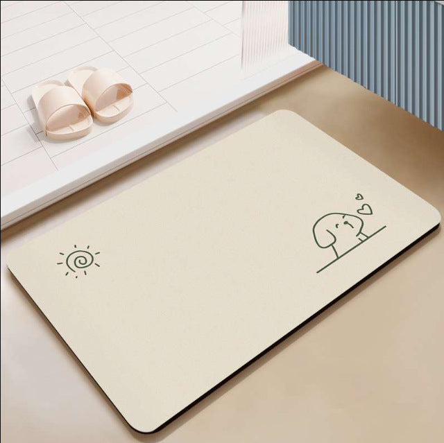 Japanese-style minimalist shower room entrance absorbent mat, home entryway doormat, cat-friendly mat, solid color bathroom door mat