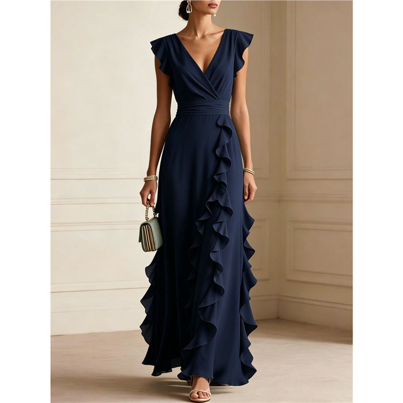 Summer Sleeveless V-Neck Pleated Dress