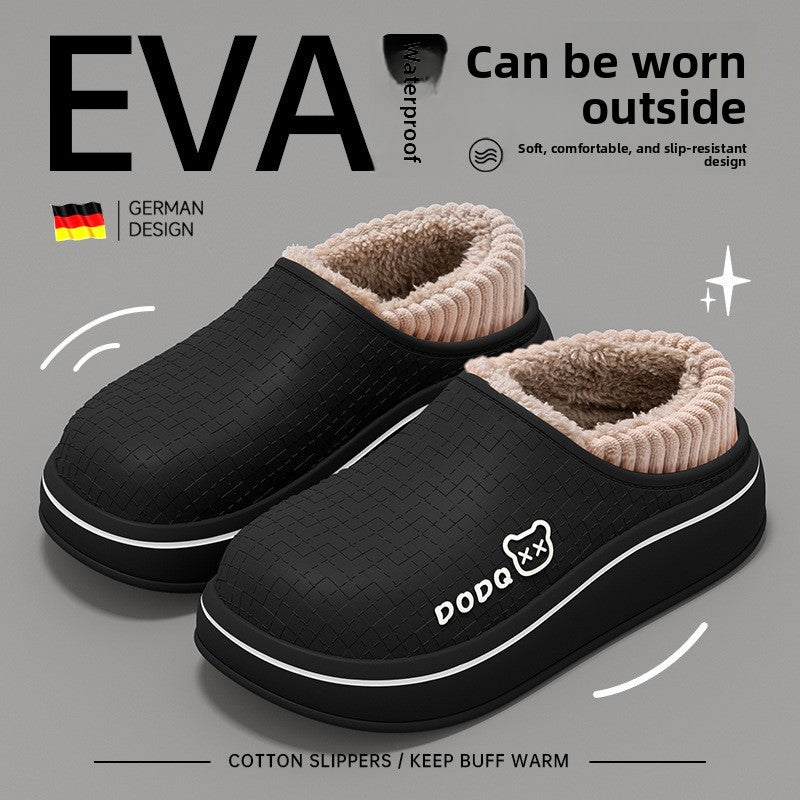 Womens Plush Winter Slippers with Heel Cover