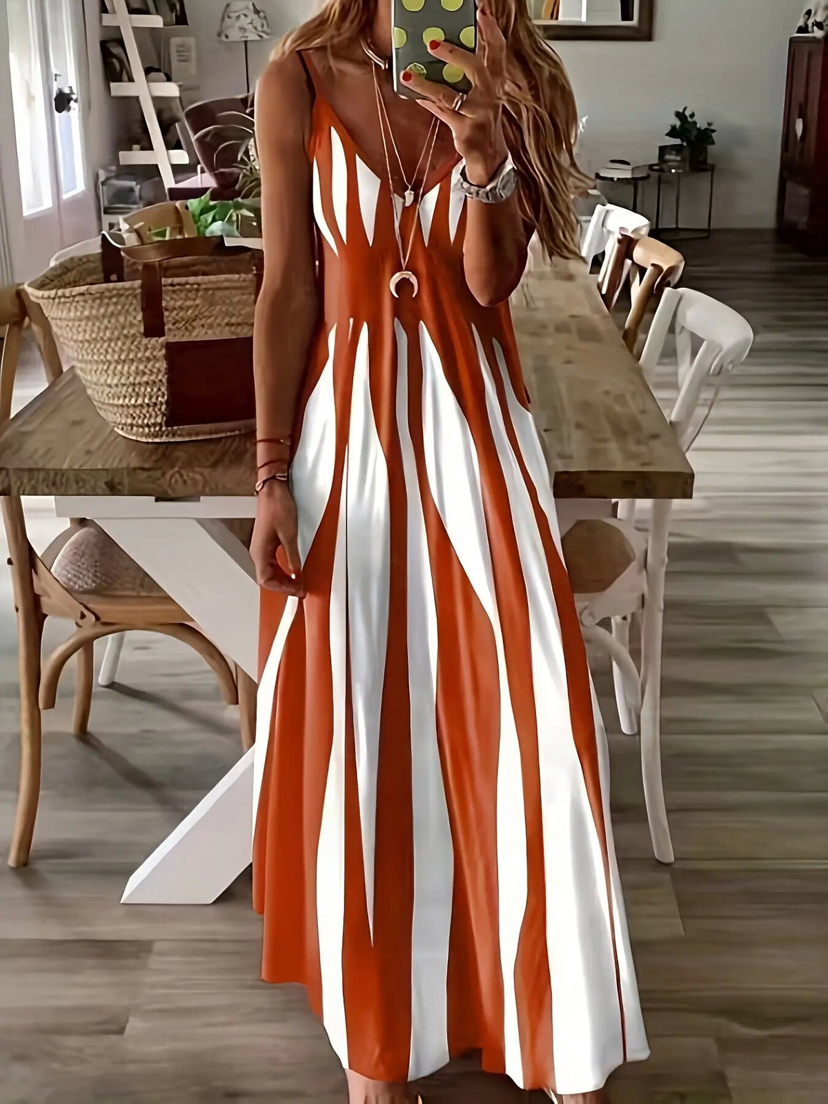 2025 Summer New European and American Style Amazon Explosions Casual Sling Printed V-Neck Sleeveless Dress dress