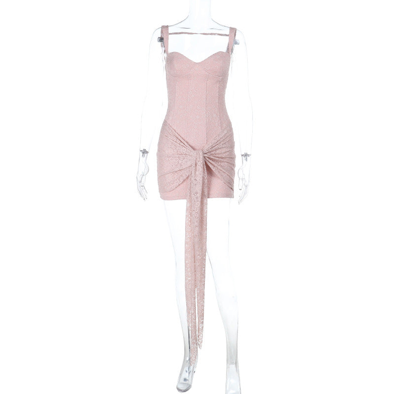 Lace Backless Suspender Dress