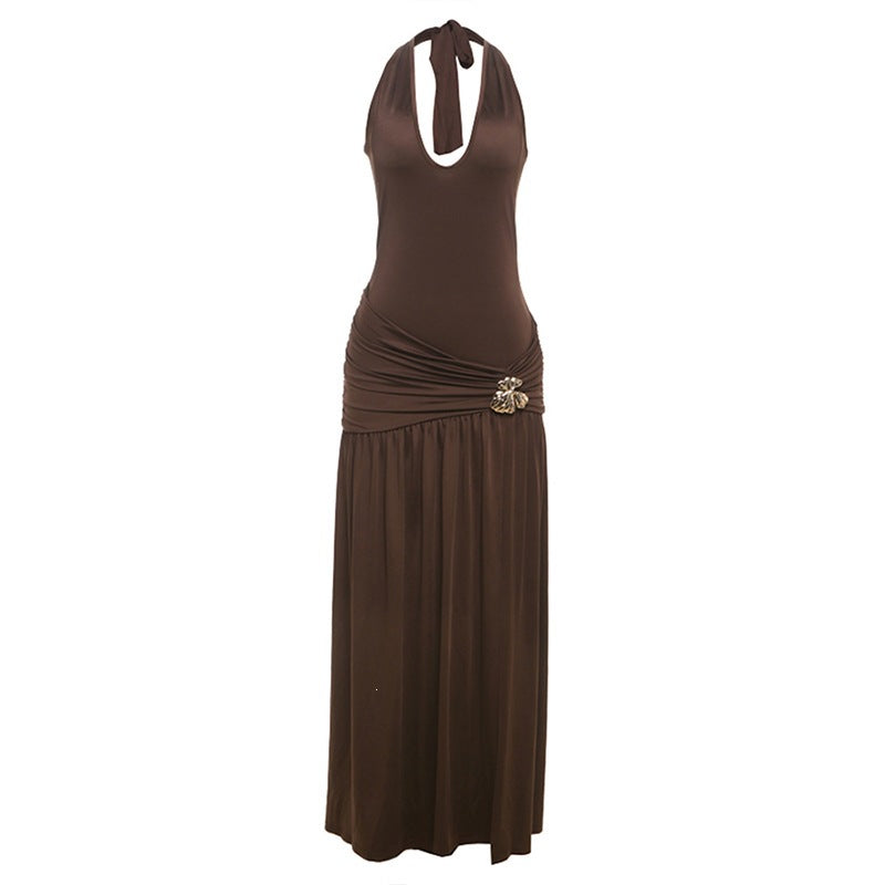 Sexy halter-backless fitted dress