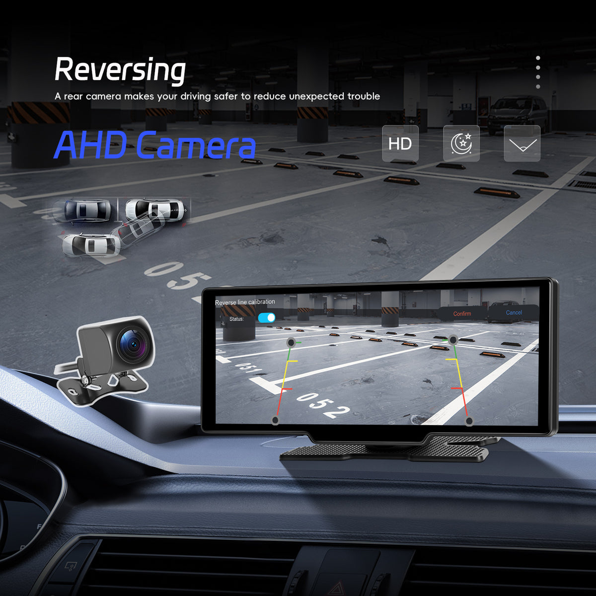 10.26-inch 4K Smart Screen Car Player with Wireless CarPlay, Android Auto, Dual Dash Cam, and Reversing Camera
