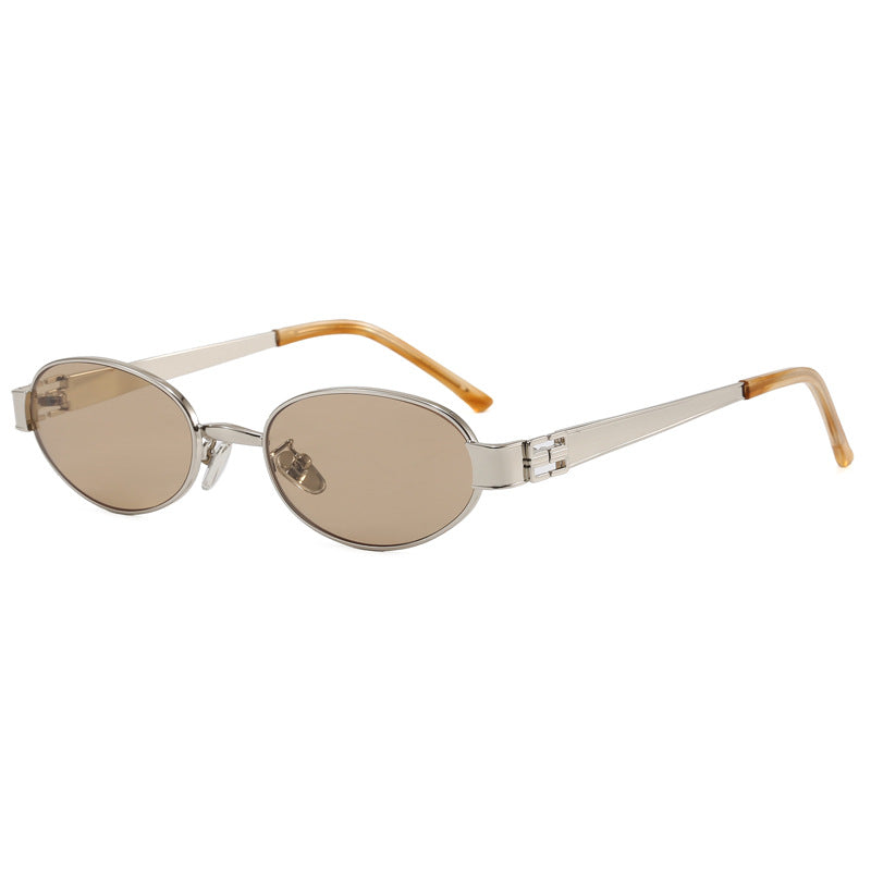 Metal Oval Polarized Sunglasses