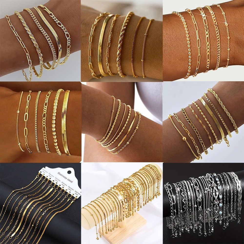 316L Titanium Steel Bracelet Waterproof Hypoallergenic Gold Plated Chain Jewelry for Men Women Unisex Fashion Accessories