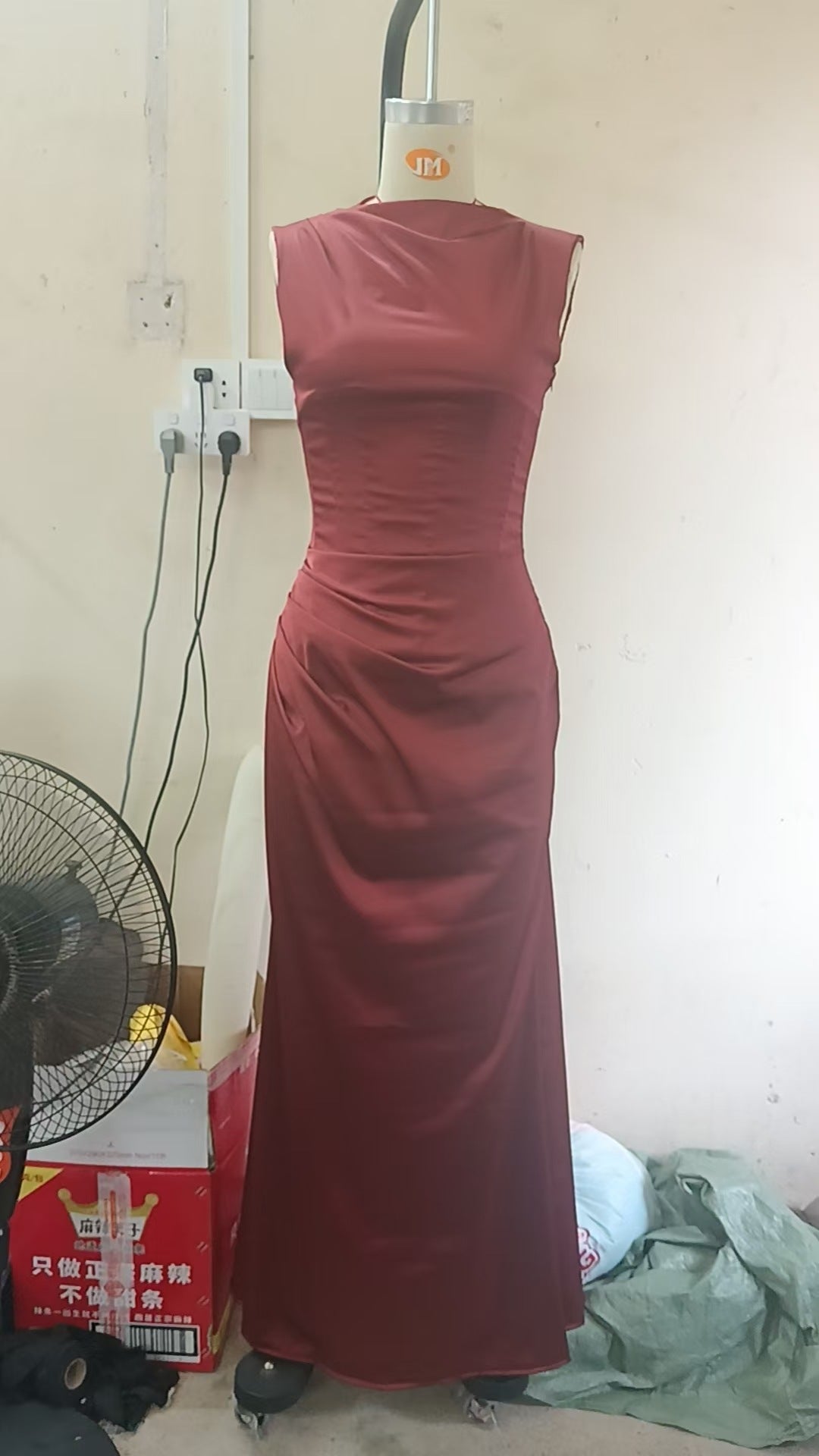 Women's Asymmetrical Fishtail Dress Half-High Collar Sleeveless Long Gown