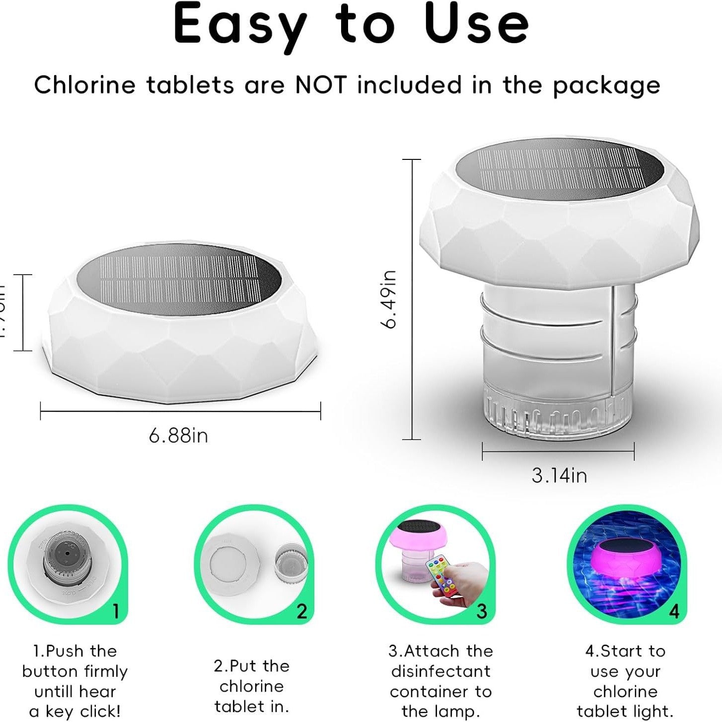 Solar Powered Floating Pool Light with Color Changing LED