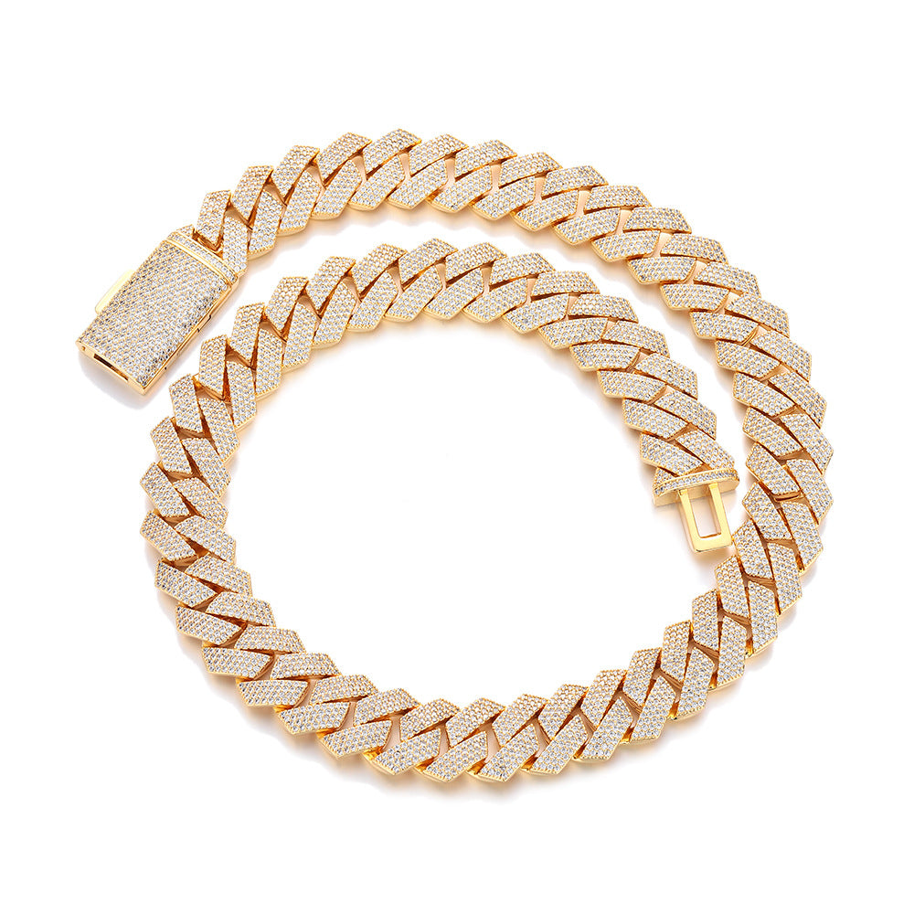 Men's Cuban Chain Zircon Necklace Geometric Pendant