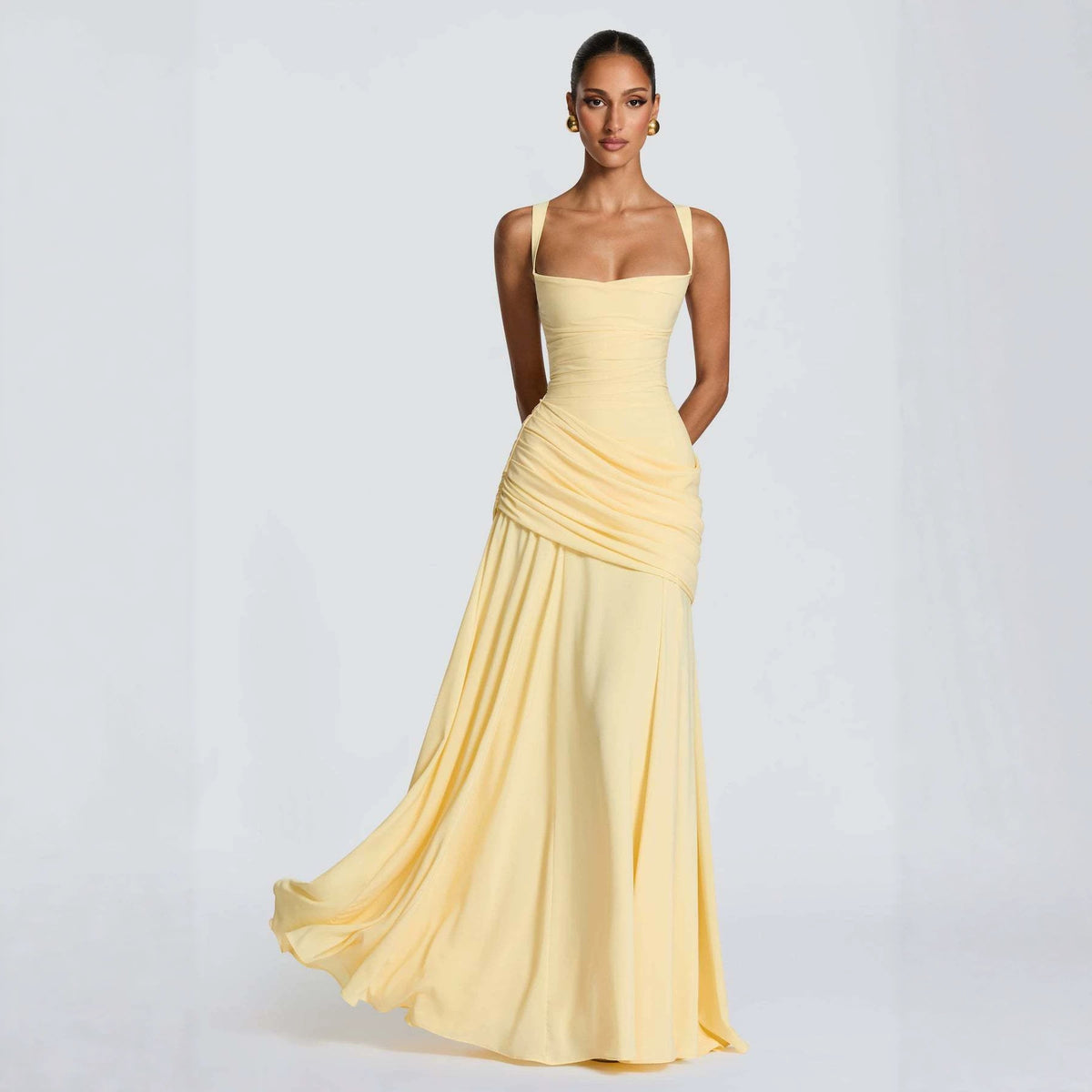 Elegant Square Neck Bodycon Strap Dress