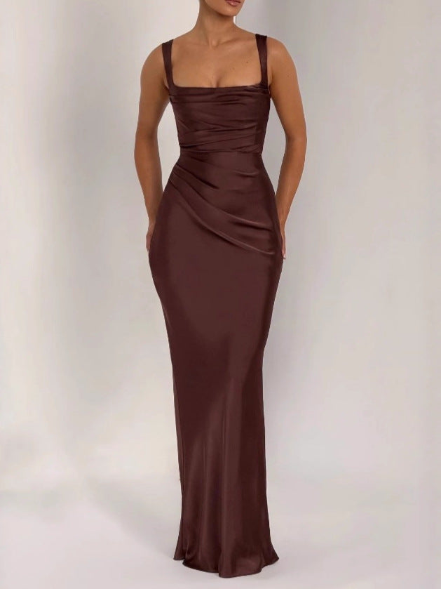 Elegant Square Neck Fishtail Evening Dress