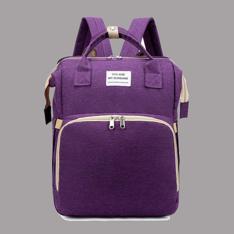 Multifunctional Mommy Backpack with Baby Crib Large Capacity Waterproof Diaper Bag