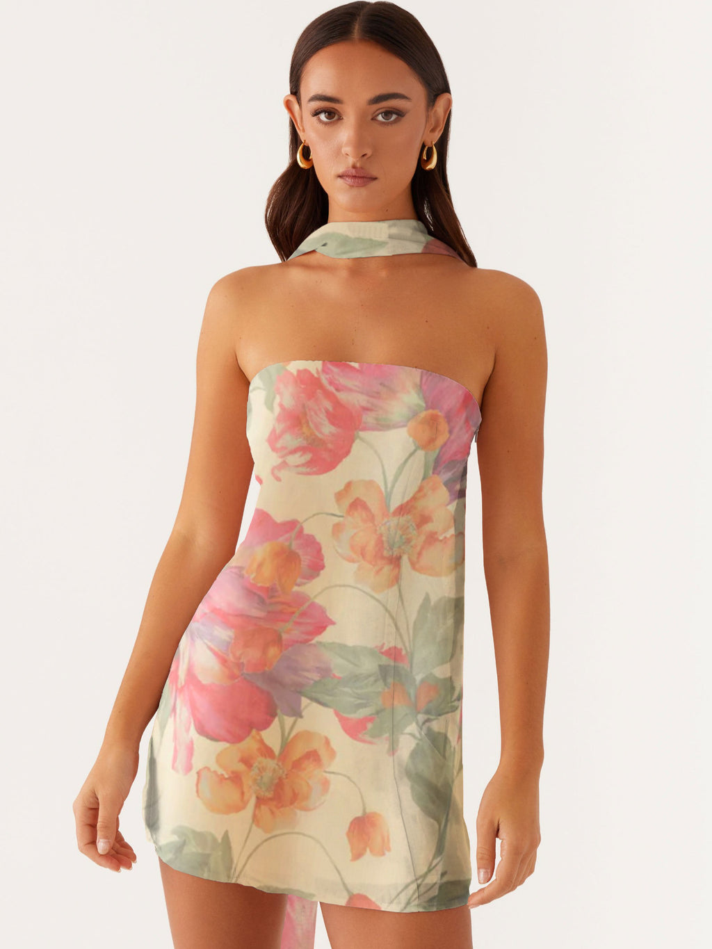Floral Print Tube Top Dress