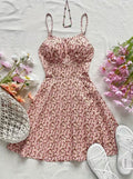 Suspender Mini Dress with Floral Print