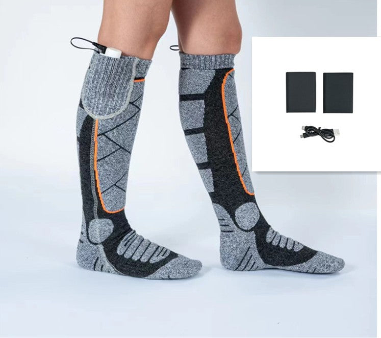 USB Charging Heating Socks Winter Thermal Electric Socks