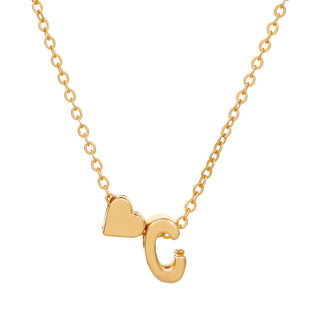 Heart Letter Necklace and Bracelet Set