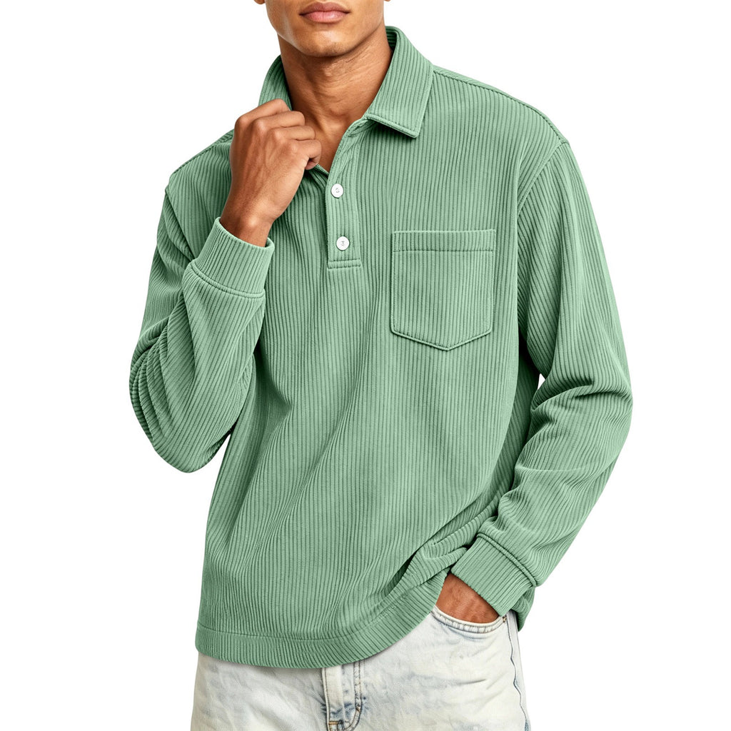 Men's Corduroy Shirt Long Sleeve Button Down Top
