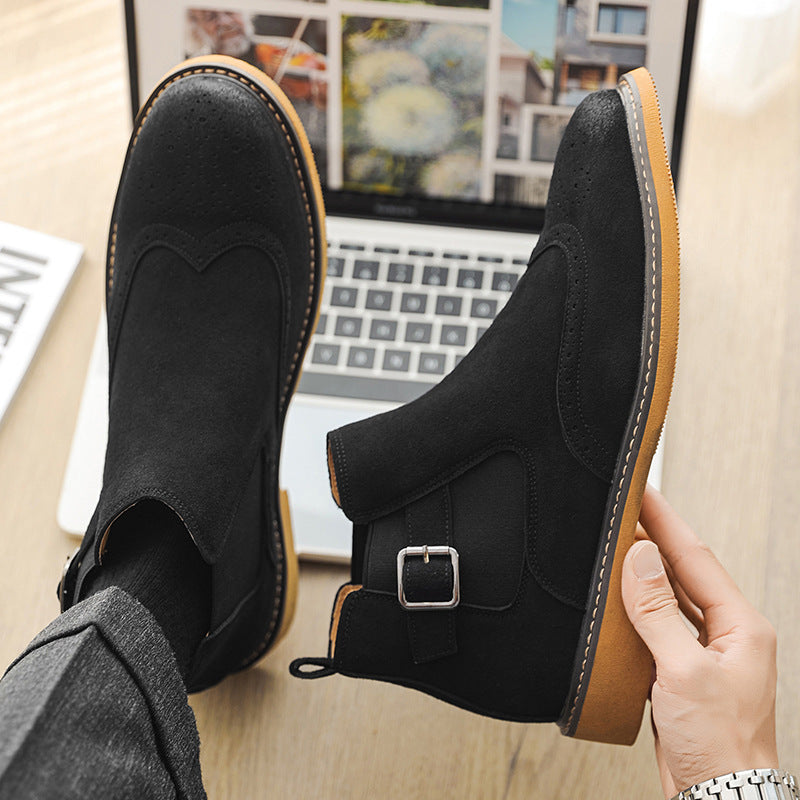 Mens Brogue Chelsea Leather Boots