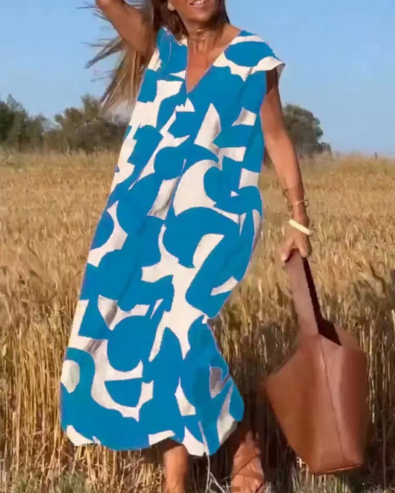 Fashion V-neck long dress for women