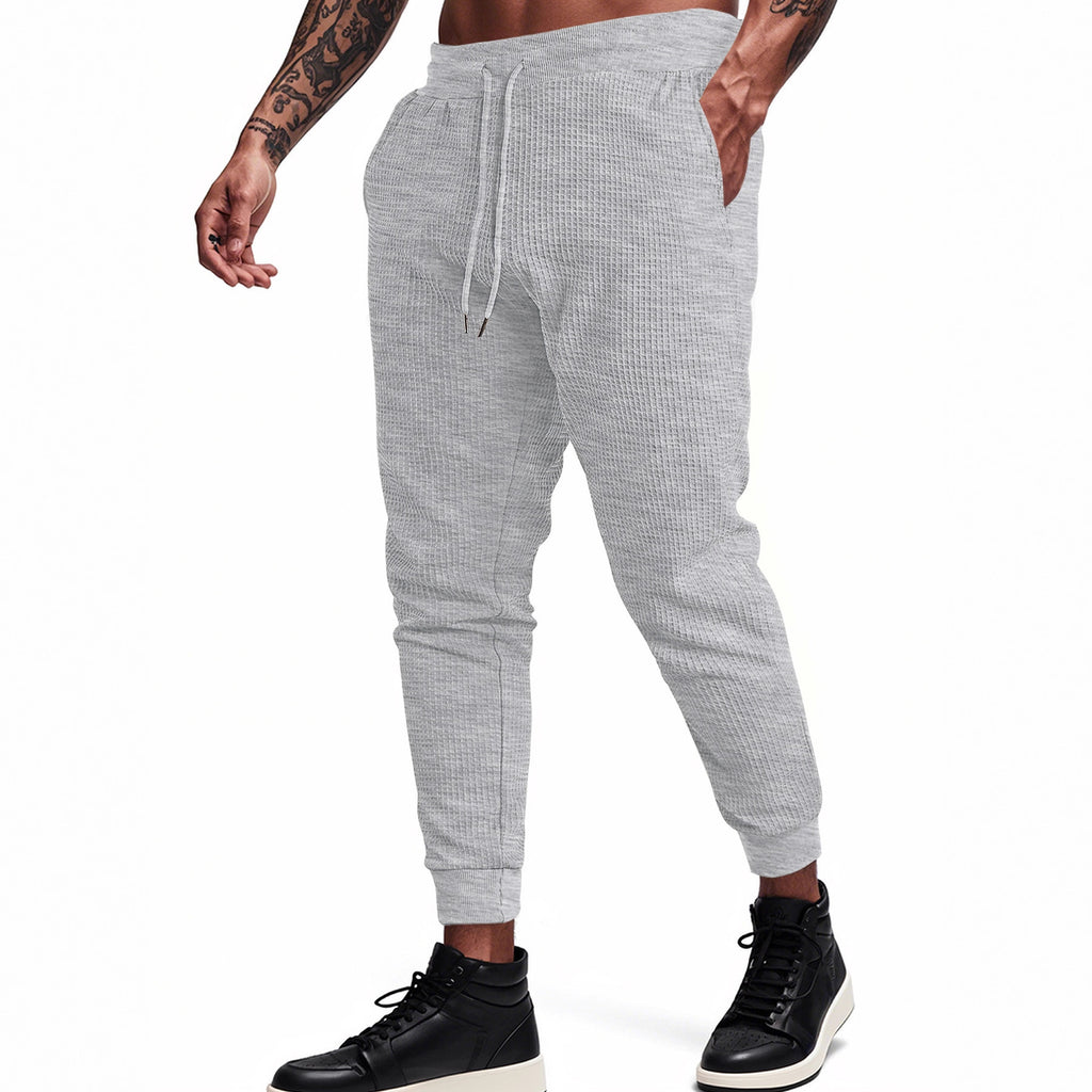 Mens Solid Color Jacquard Slim Fit Jogger Pants