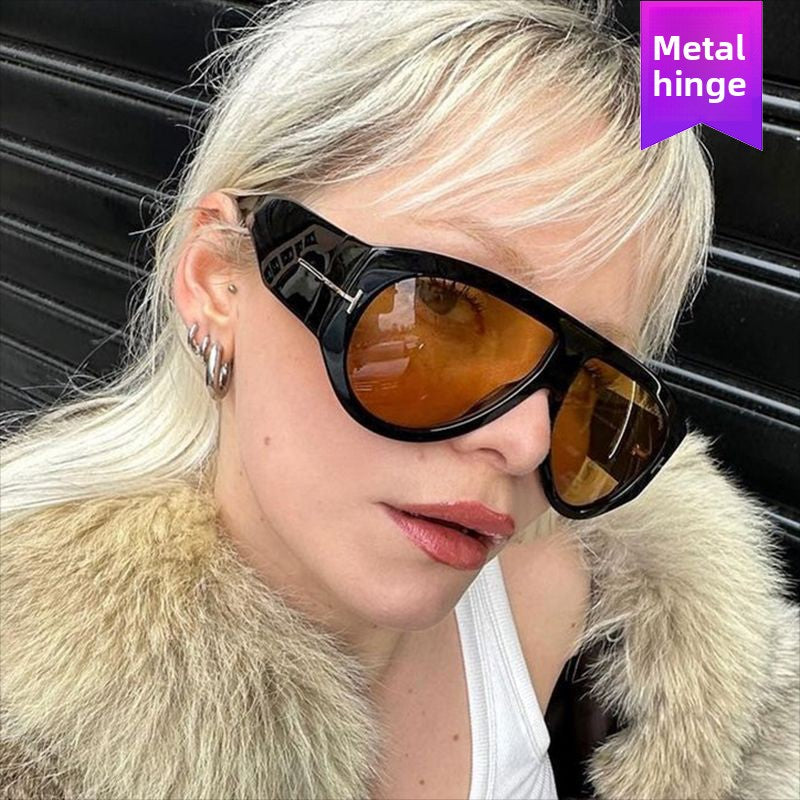 T-Shaped Large Frame Aviator Sunglasses