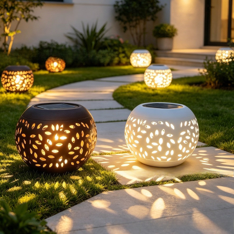 Hollow Metal Solar Garden Lights with Auto On/Off