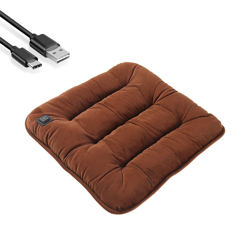 Graphene Heating Plush Car Seat Cushion USB Powered Winter Warm Universal Single Piece