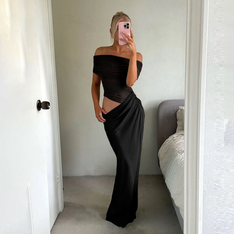 Sexy Backless Mesh Splicing Bodycon Dress