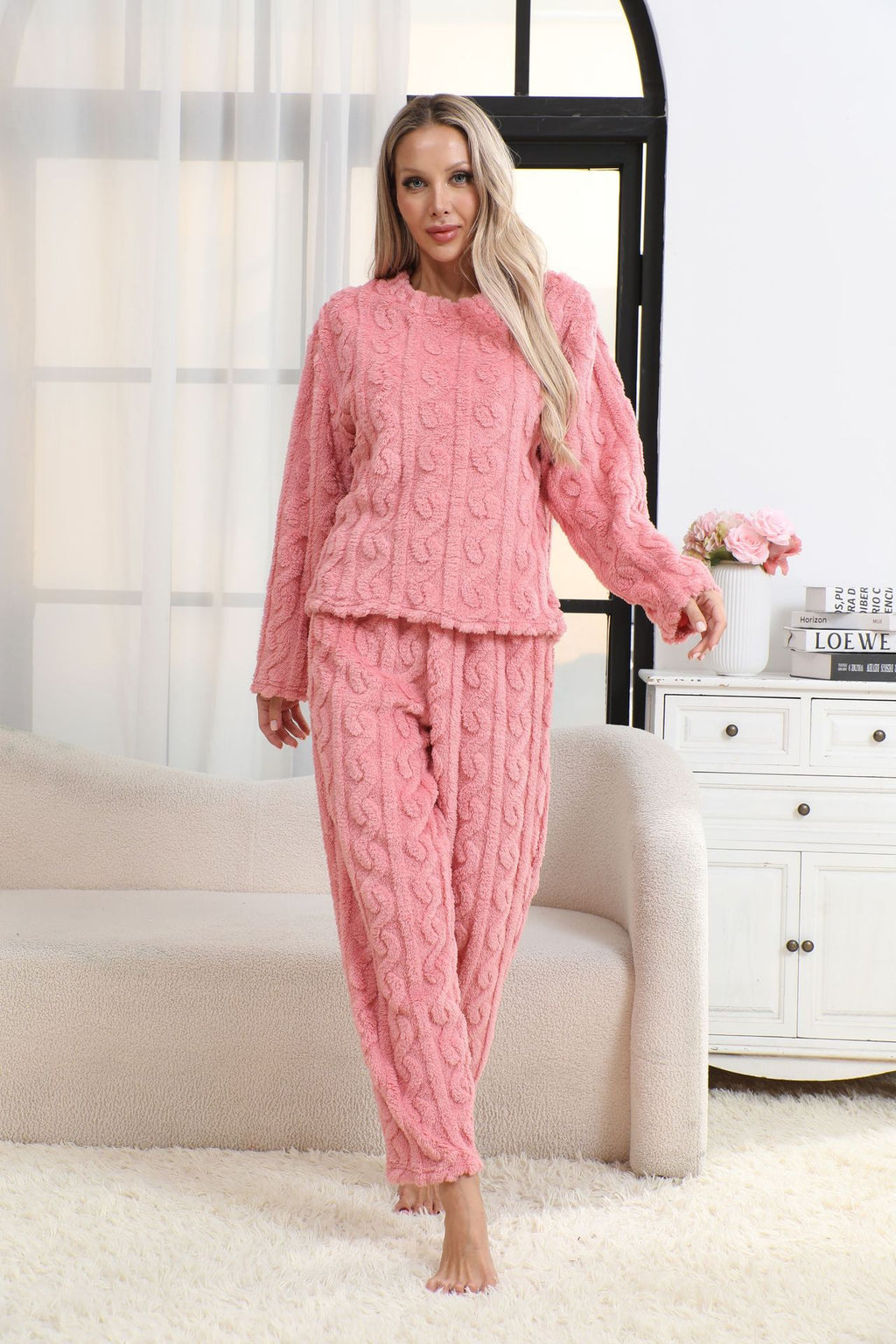 Casual Solid Ribbed Pajamas