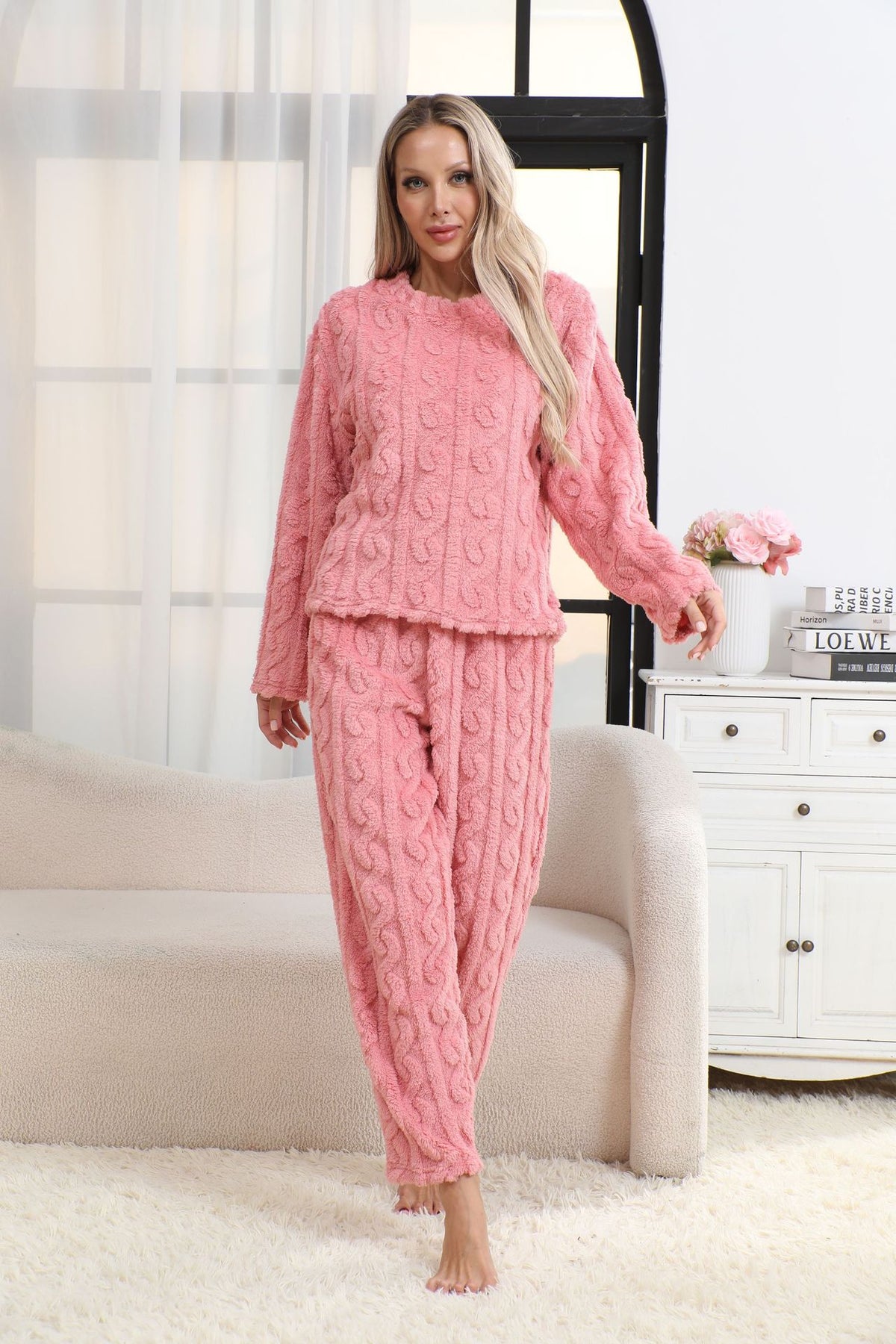 Casual Solid Ribbed Pajamas