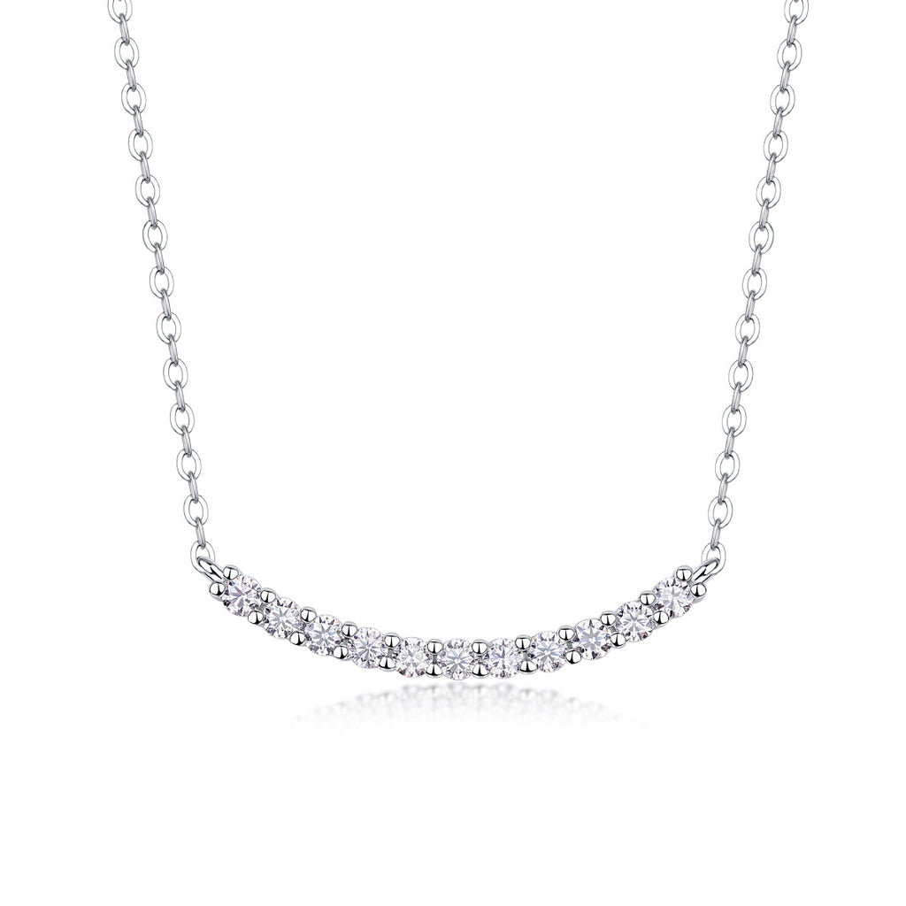Sterling Silver Moissanite Geometric Pendant Necklace