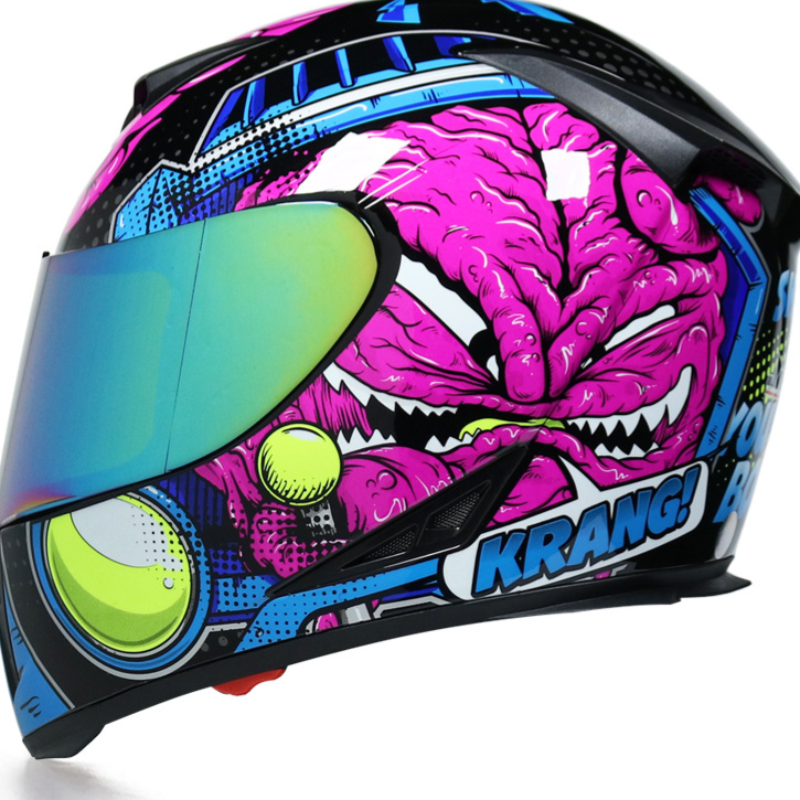 Full face bicycle helmet with dual lens