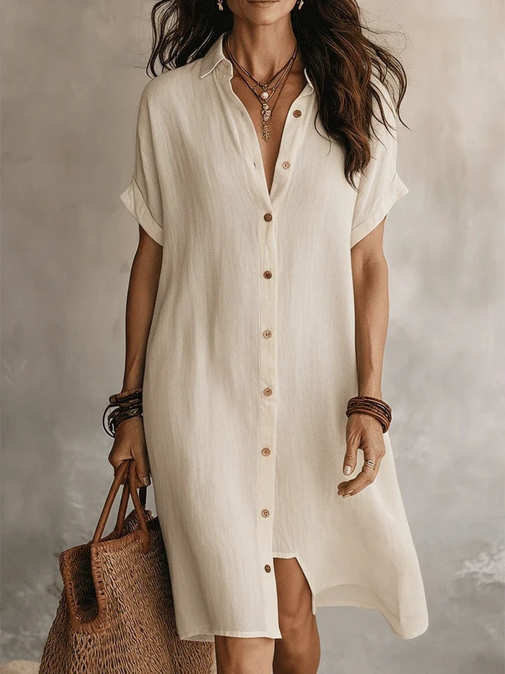 Women's Casual Solid Color Cotton Linen Dress
