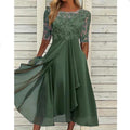 Elegant Chiffon Lace Spliced Dress