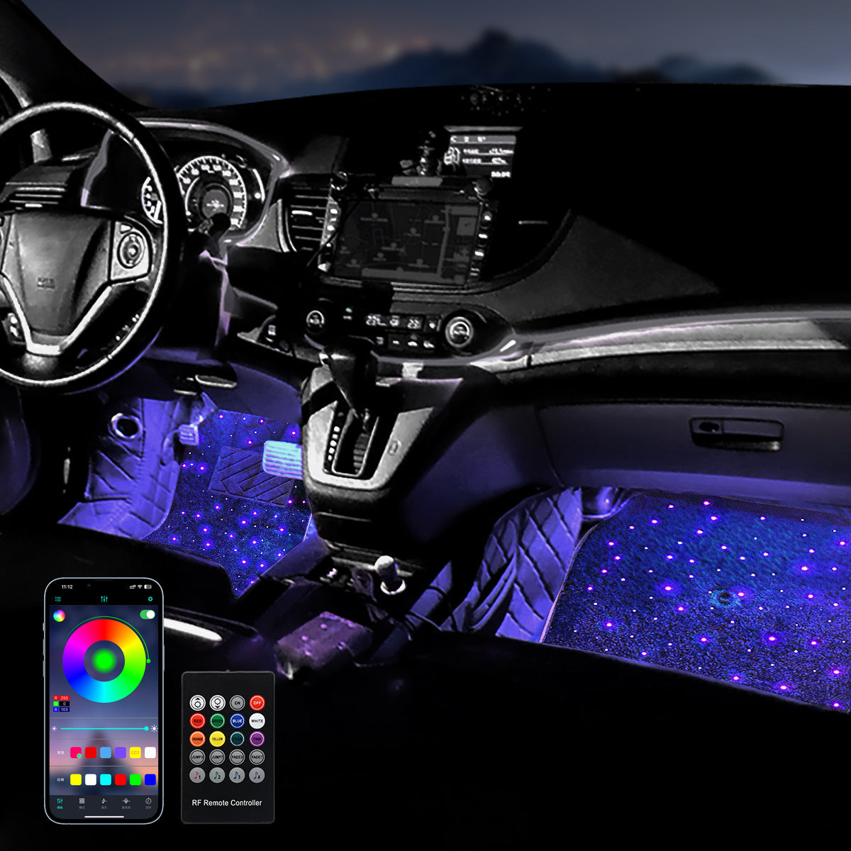 Car Luminous Floor Mats with Music Rhythm Lighting