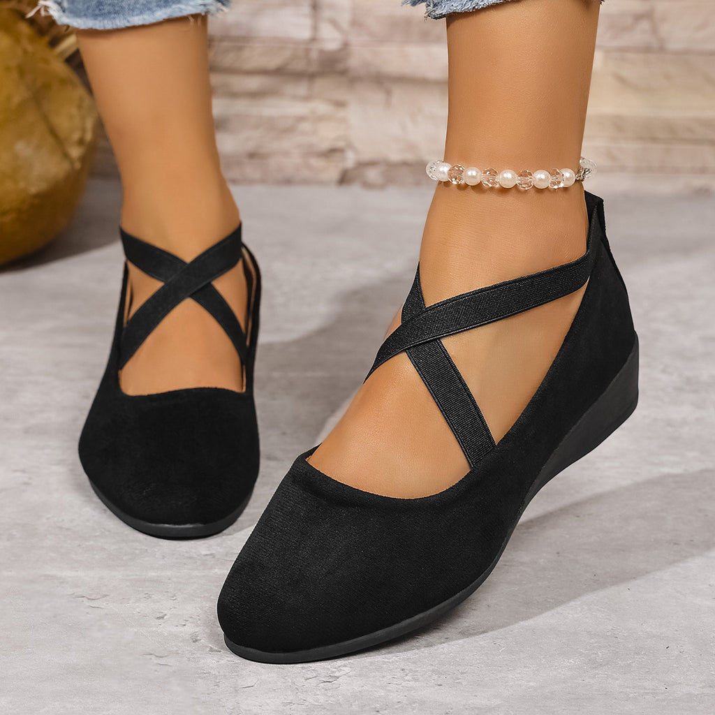 Women's Pointed Toe Suede Wedge Heel Casual Single Shoes