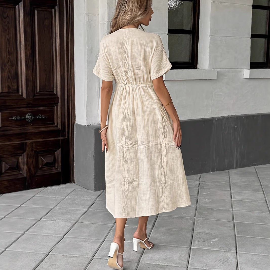 Deep-V-neck dress