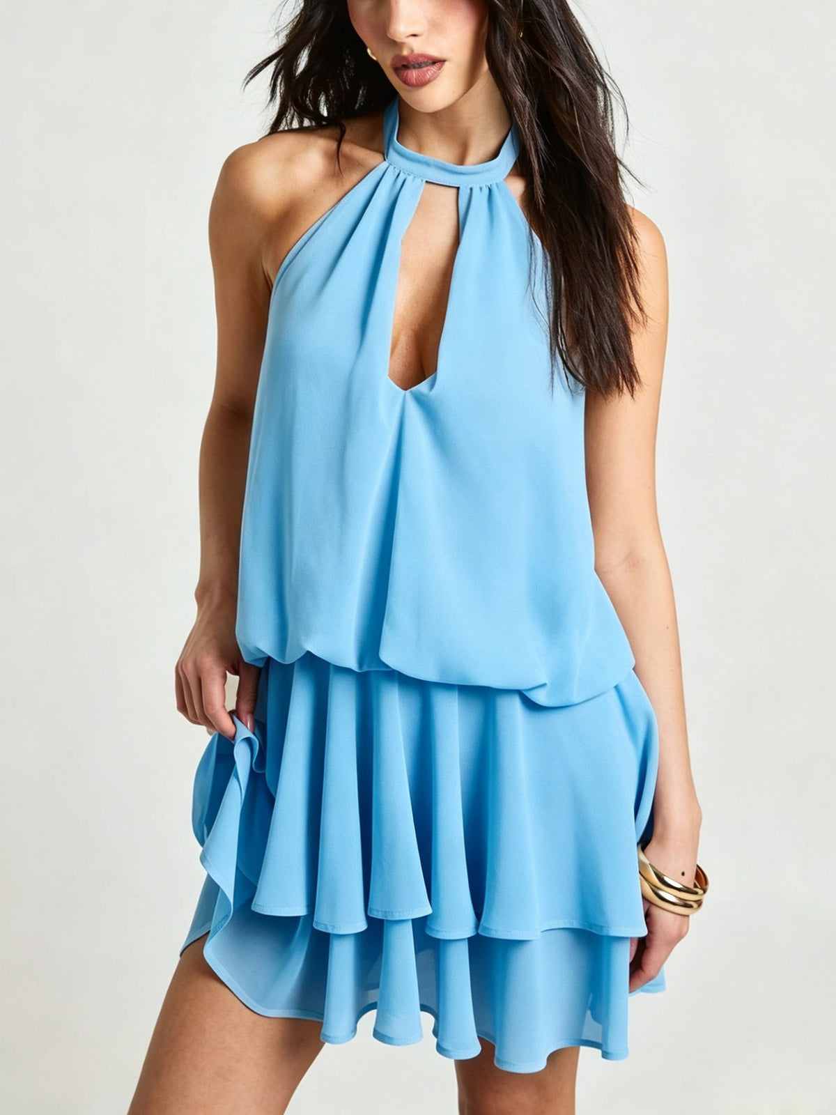 Mini dress with ruffled edges