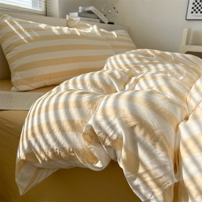 Washed Cotton Double-Layer Yarn Bedding Four-Piece Set