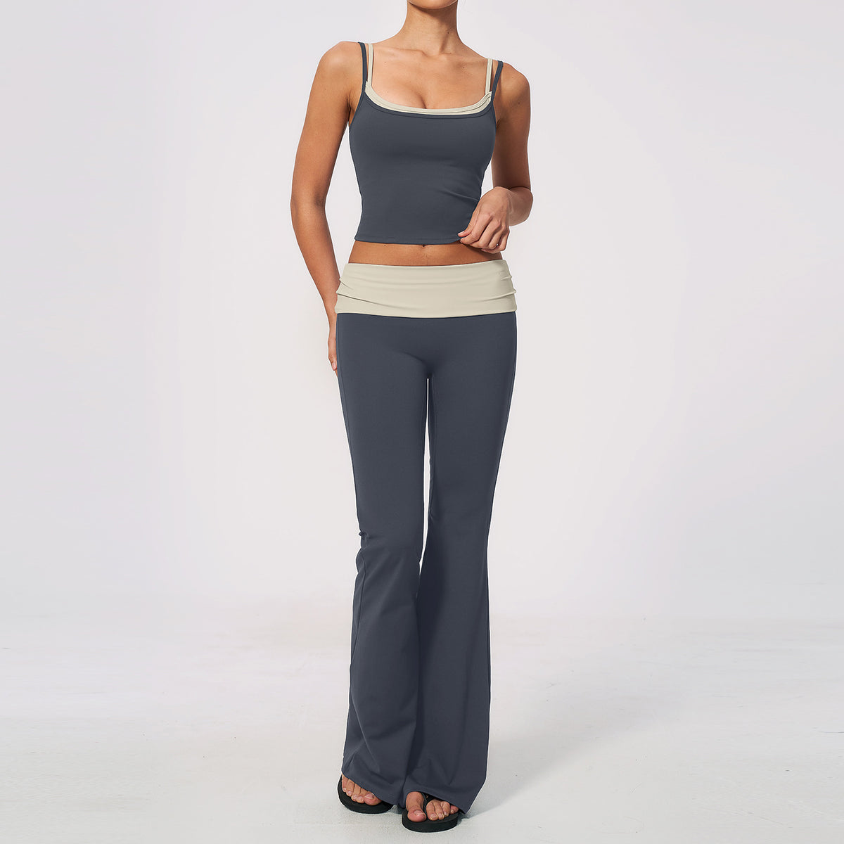 Women's seamless high-waist tummy-reducing and buttock-raising yoga set