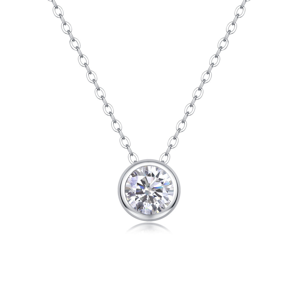 Sterling Silver Moissanite Geometric Pendant Necklace