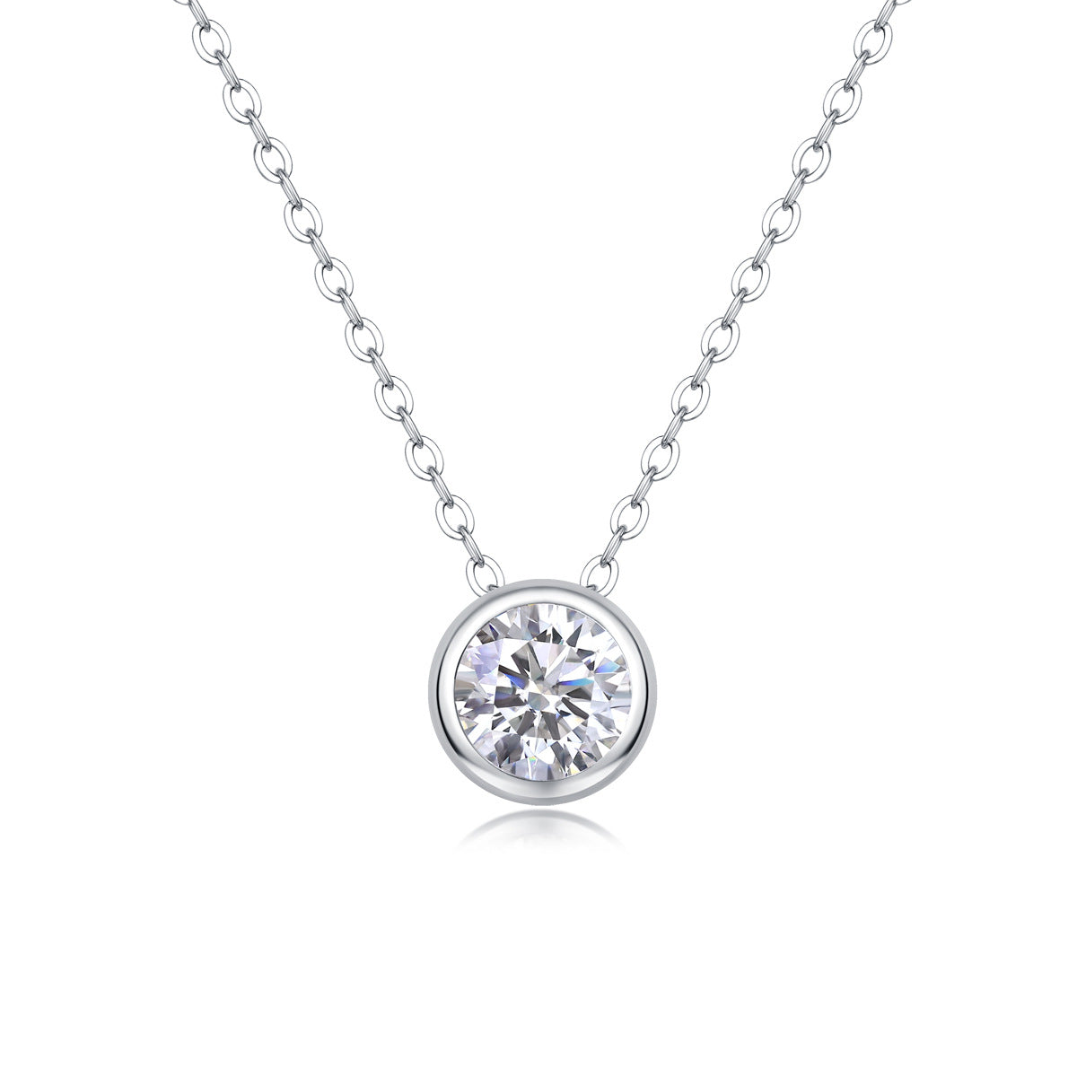 Sterling Silver Moissanite Geometric Pendant Necklace