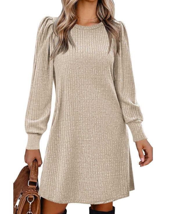 Womens Knitted Puff Sleeve Long Sleeve