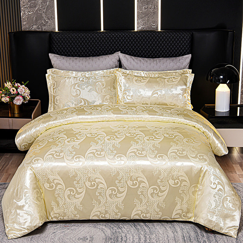 European Style Satin Silk Jacquard Bedding Set