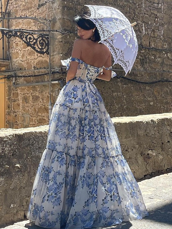 Cross-border New Spring and Summer Shoulder European and American Women's Fashion Organza Fairy Long Elegant Evening Dress dress