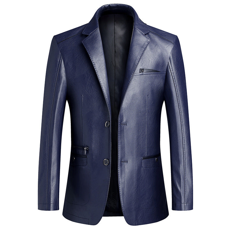 Men's PU leather casual suit jacket