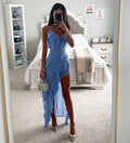 Strapless Irregular Ruffle Solid Color Dress